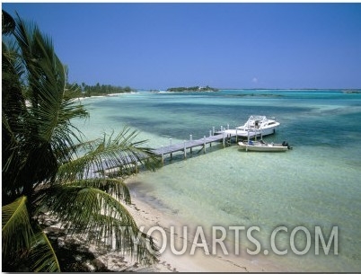 Beach and Jetty, Near Georgetown, Exuma, Bahamas, West Indies, Central America