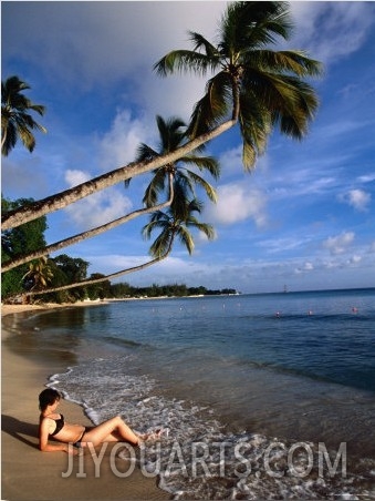 Relaxing on Beach, Turtle Beach, Mullins Bay, St Peter