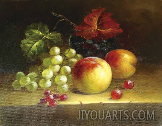 still life with grapes and peaches