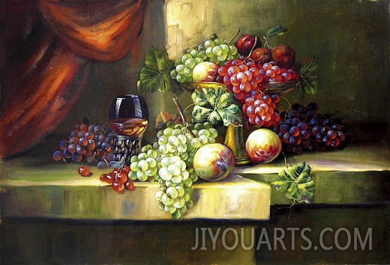 still life,grapes and wine
