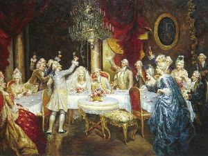 palace oil painting,a dinner party