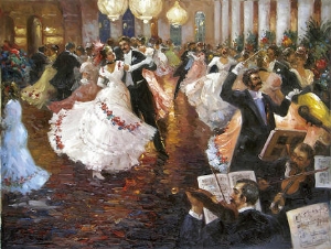 palace oil painting,a dancing party