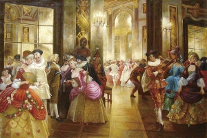 palace oil painting,a dancing party