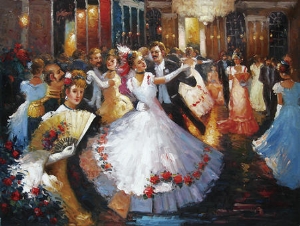 palace oil painting,a dancing party