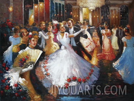 palace oil painting,a dancing party