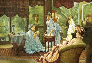 palace oil painting, a party at home