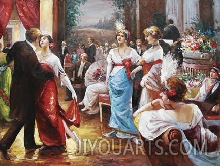 palace oil painting,a dancing party