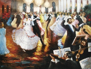 palace oil painting,a dancing party