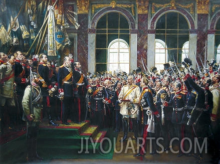 palace oil painting, gathering before the battle