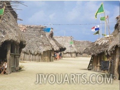 Thatched Houses, Isla Tigre, San Blas Islands, Comarca De Kuna Yala, Panama, Central America