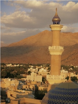 View from Nizwa Fort to Western Hajar Mountains, Nizwa, Oman, Middle East