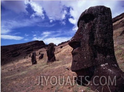 Gigantic Moai Dot the Crater of This Dead Volcano