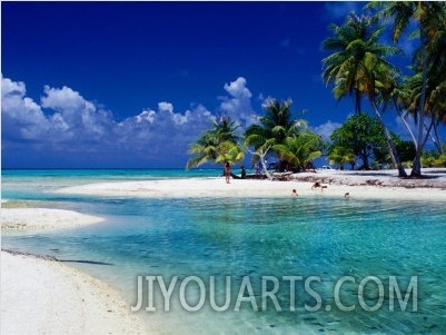 People Swimming in Lagoon, French Polynesia