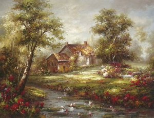 Landscape Oil Painting,Villages oil paintings0007