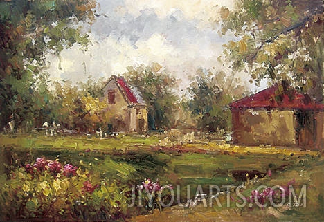 Landscape Oil Painting,Villages oil paintings0009