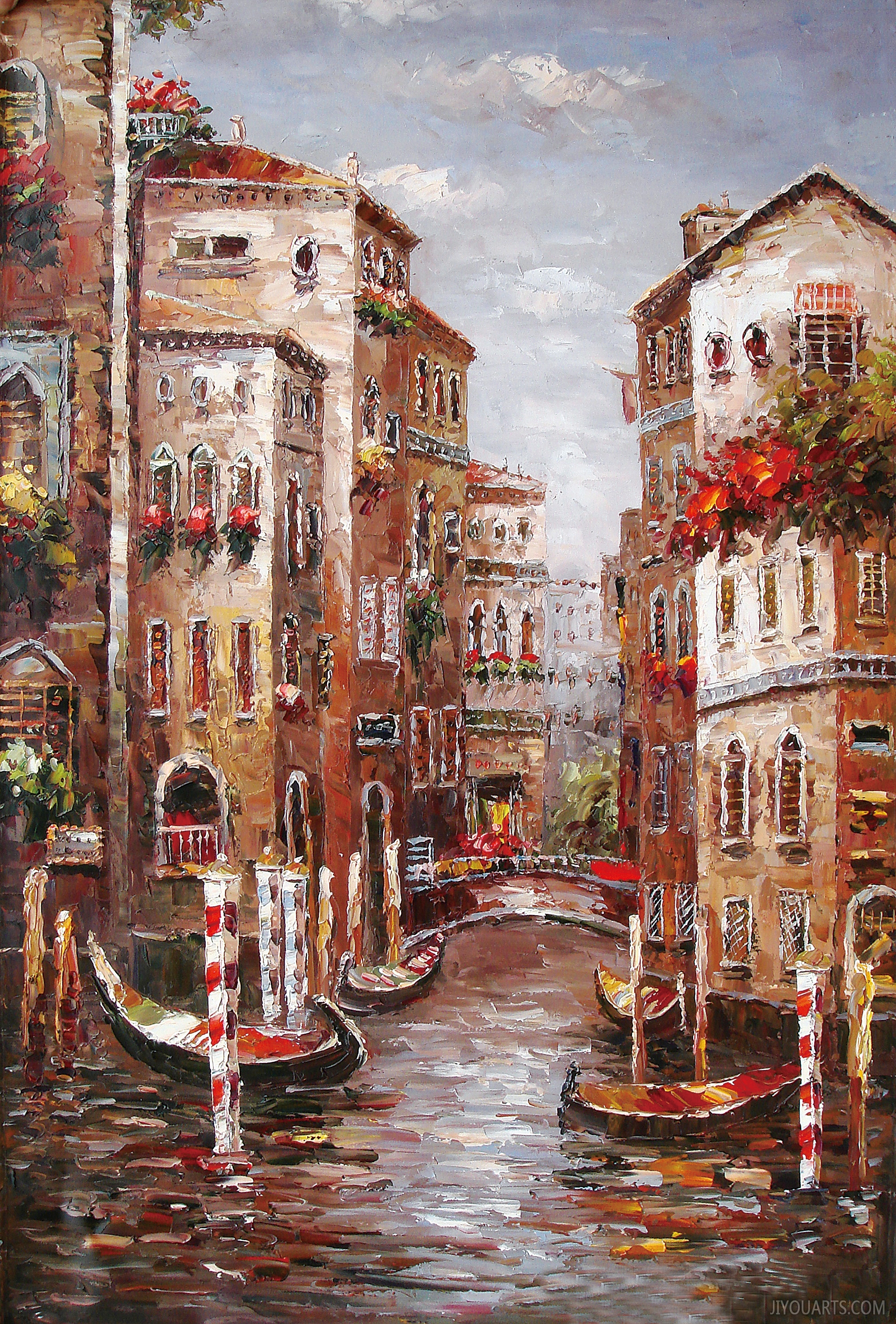 Venice Oil Painting 0001, scenic canal house, southern water towns, most beautiful waterways