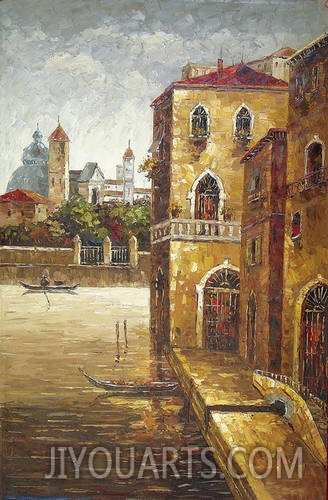Venice Oil Painting 0007, scenic canal house