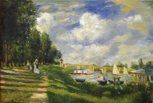 Landscape Oil Painting 100% Handmade Museum Quality0108,boats on the river