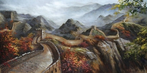 Landscape Oil Painting 100% Handmade Museum Quality0111,great wall on the moutains