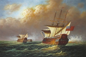 Landscape Oil Painting 100% Handmade Museum Quality0126,warships sailing on the sea