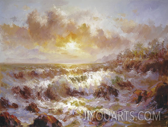 Landscape Oil Painting 100% Handmade Museum Quality0122,flood