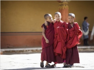 Buddhist Monks, Paro Dzong, Paro, Bhutan