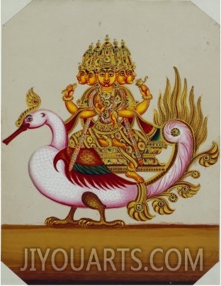 Five Headed Brahma on a Goose, India