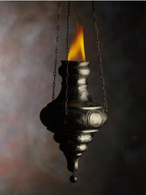 Flame in Jewish Oil Lamp