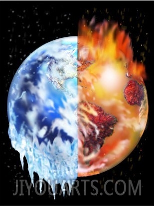 Half of the Earth Melting and Half of the Earth Burning
