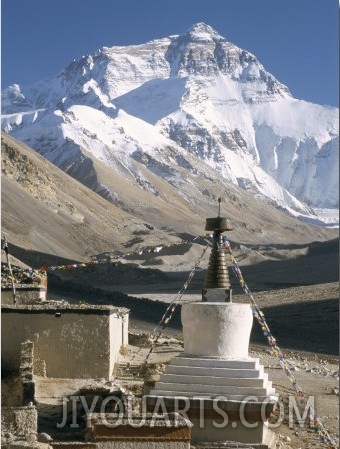 North Side of Mount Everest (Chomolungma), from Rongbuk Monastery, Himalayas, Tibet, China