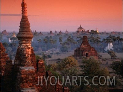 Temple Ruins Shrouded in Mist, Bagan, Mandalay, Myanmar (Burma)