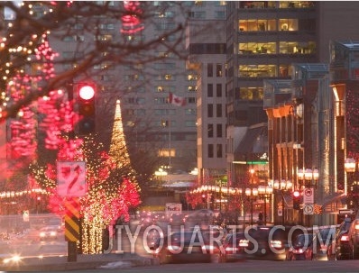 Avenue McGill College with Christmas Decor, Montreal, Quebec, Canada