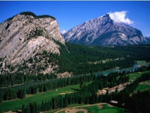 High Angle View of Banff Springs Golf Course, Banff National Park, Canada