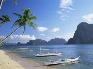 Outriggers at El Nido, Bascuit Bay, Palawan, Philippines