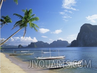 Outriggers at El Nido, Bascuit Bay, Palawan, Philippines