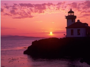 Lime Kiln Lighthouse, Entrance to Haro Strait, San Juan Island, Washington, USA