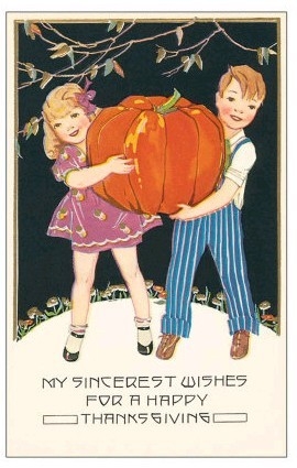 Boy and Girl with Pumpkin