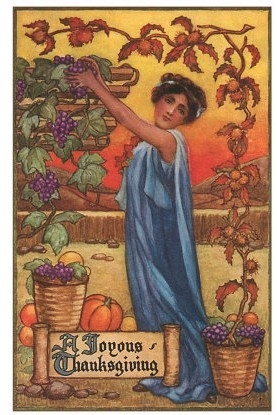 Greek Maiden Picking Grapes