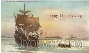 Mayflower and Rowboat