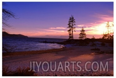 Winter Sunset, Sand Beach Bay, Lake Tahoe
