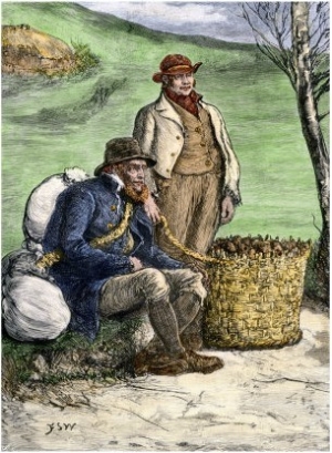 Irishmen Carrying Home Seed Potatoes from England to Replant Crops, 1800s