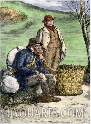 Irishmen Carrying Home Seed Potatoes from England to Replant Crops, 1800s
