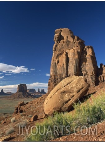 Rock Formations Caused by Erosion in a Desert Landscape in Monument Valley, Arizona, USA