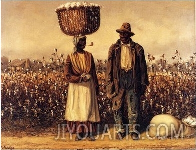 Negro Man and Woman with Cotton Field