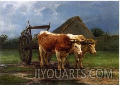 Oxen Pulling a Cart