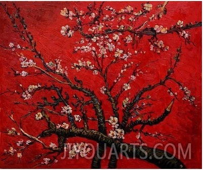 Branches of an Almond Tree in Blossom (Artist Interpretation in Red)
