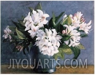 A bunch of white flowers in a vase