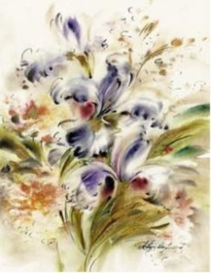 Three purple irises