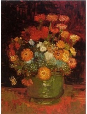 Vase with Zinnias