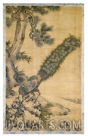 Bamboo, Pine and Peacocks
